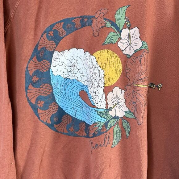 Vintage O'Neill Graphic Surfer Women’s Burlwood Hibiscus Sweatshirt Size Medium - Picture 3 of 6